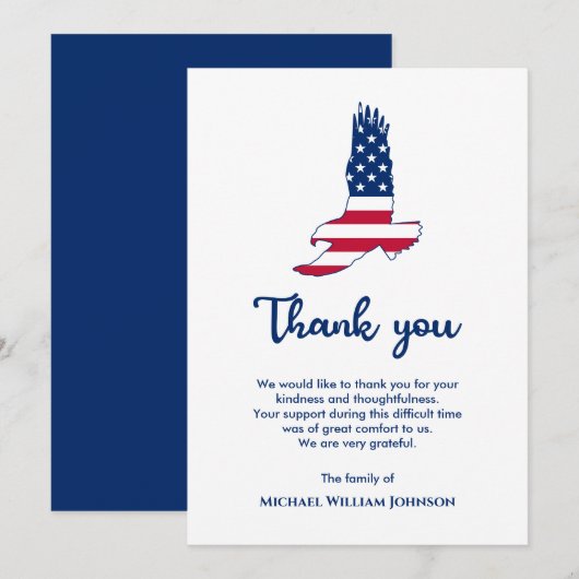 Adelaar Amerikaanse Vlag Leger Veteraan Militaire  Bedankkaart (Voorkant / Achterkant)