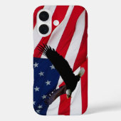 Adelaar Amerikaanse vlag op winderige dag Case-Mate iPhone Case (Achterkant)