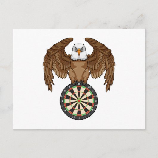 Adelaar bij Darts met Dartbord Briefkaart (Voorkant)