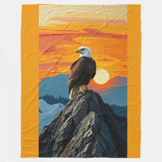 Adelaar bij zonsondergang fleece deken (Voorkant)
