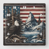 Adelaar boven Schilderachtig Amerikaans landschap Vierkante Klok (Voorkant)