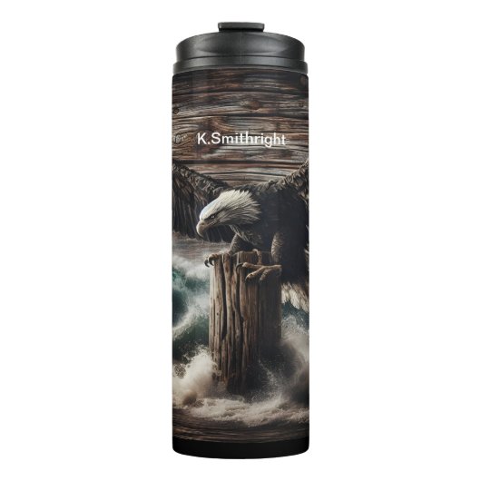 Adelaar boven wilde oceaangolven thermosbeker (Voorkant)