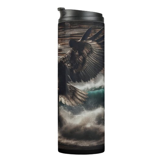Adelaar boven wilde oceaangolven thermosbeker (Geroteerd rechts)