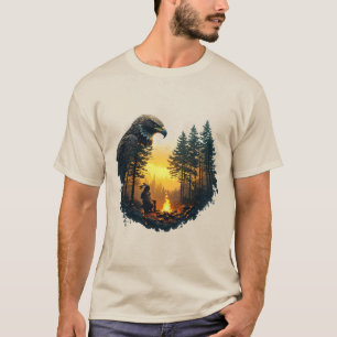 🦅 Adelaar boven wildernis kampvuur zonsondergang T-shirt