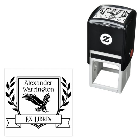 Adelaar Crest Lint Ex Libris Bibliotheek Boek Naam Zelfinktende Stempel (In situ)