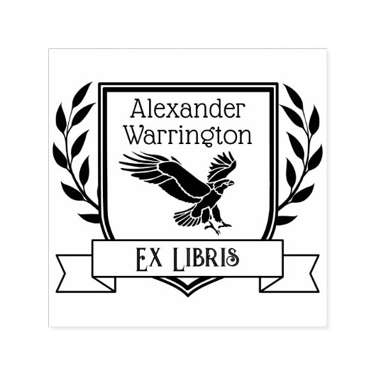 Adelaar Crest lint Ex Libris bibliotheek boeknaam Zelfinktende Stempel (Design)