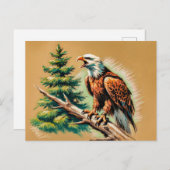 Adelaar die het bos in roept Pastel krijttekening Briefkaart (Voorkant / Achterkant)