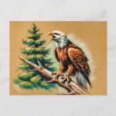 Adelaar die het bos in roept Pastel krijttekening Briefkaart (Voorkant)