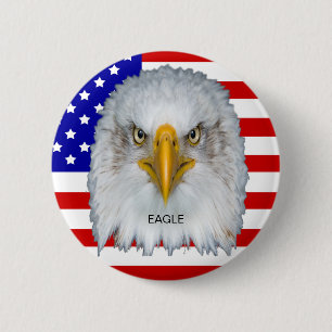 Adelaar en aangepaste Amerikaanse vlag Ronde Button 5,7 Cm