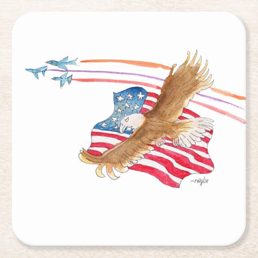 Adelaar en Amerikaanse vlag Kartonnen Onderzetters (Voorkant)