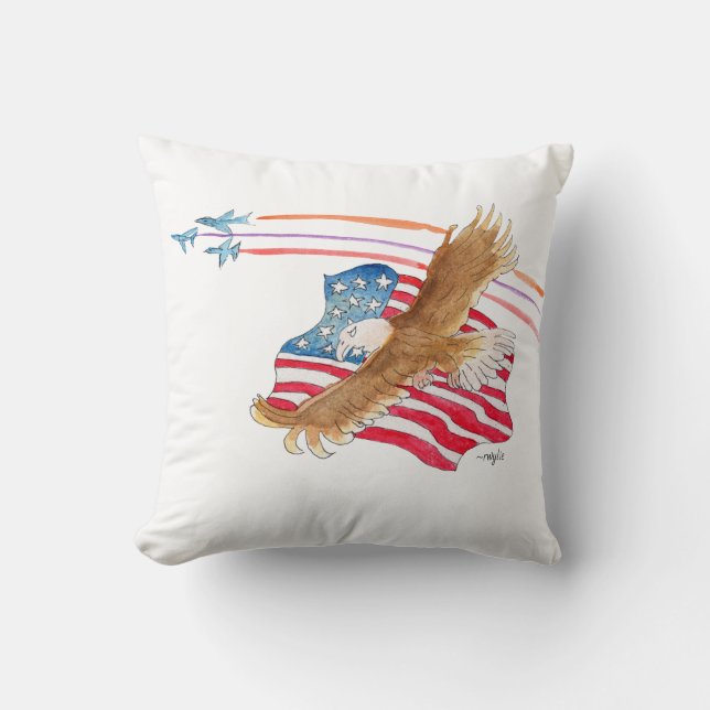 Adelaar en Amerikaanse vlag Kussen (Voorkant)