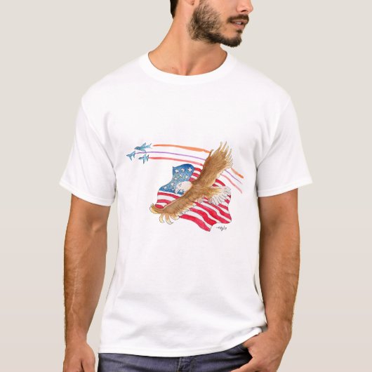 Adelaar en Amerikaanse vlag T-shirt (Voorkant)