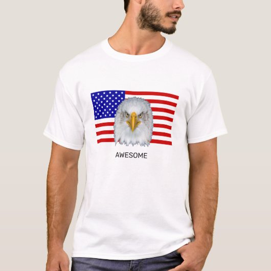Adelaar en Amerikaanse Vlag T-shirt (Voorkant)