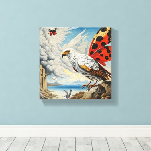 Adelaar en lieveheersbeestje scène canvas afdruk (Insitu (Houten vloer))