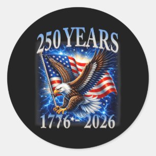 Adelaar en Vlag 250 Jaar 1776-2026 250ste Verjaard Ronde Sticker
