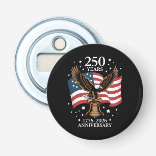 Adelaar en Vlag 250 Jaar Amerika 1776-2026 Button Flesopener
