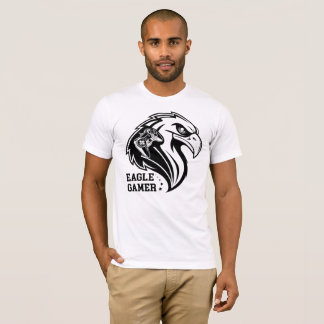 Adelaar-gamerlogo met gamecontroller en fel t-shirt