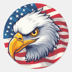 Adelaar grafische T-shirt – USA Pride Apparel Ronde Sticker