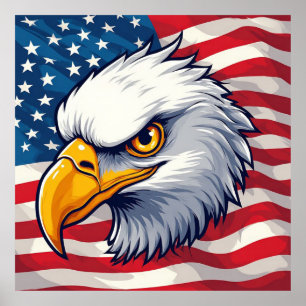 Adelaar Hoofd Grafische T-shirt – USA Pride Kledin Poster