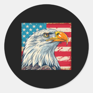 Adelaar hoofd Usa Vlag Us Vlag Ronde Sticker
