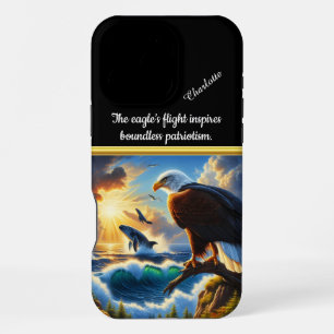 Adelaar houdt toezicht op walvis bij zonsondergang iPhone 16 pro max hoesje