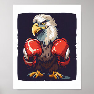 Adelaar in bokshandschoenen voor een sterke en vee poster