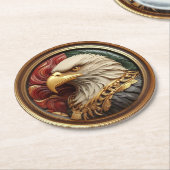 Adelaar in glanzend goud ronde kartonnen onderzetter (Gebogen)
