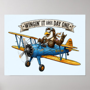 Adelaar in vrije vlucht poster