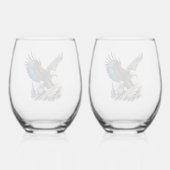 Adelaar in Waterverf Wijnglas Zonder Voet (Achterkant)