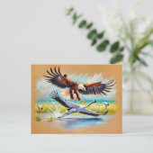 Adelaar Jachtkraan – Pastelkrijttekening Briefkaart (Staand voorkant)