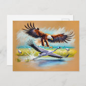 Adelaar Jachtkraan – Pastelkrijttekening Briefkaart (Voorkant / Achterkant)