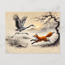 Adelaar Jagen op een Kraan Chinese Ink Painting