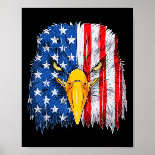 Adelaar Kop Amerikaanse Vlag Patriottisch 4 juli 1 Poster