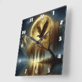 Adelaar majestueus neergestreken op boomtak 's nac vierkante klok (Hoek)