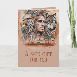 Adelaar - Man - Wolf - watercolor kunst 1 - Fan Fu Kaart