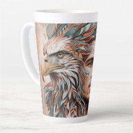Adelaar - Man - Wolf - watercolor kunst 1 - Fan Fu Latte Mok