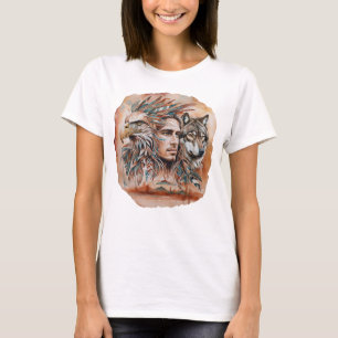 Adelaar - Man - Wolf - watercolor kunst 1 - Fan Fu T-shirt