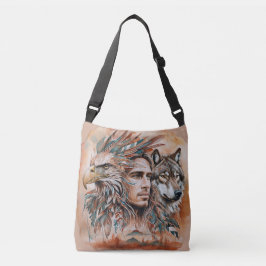 Adelaar - Man - Wolf - waterverf art 1 - Fan Fun Crossbody Tas
