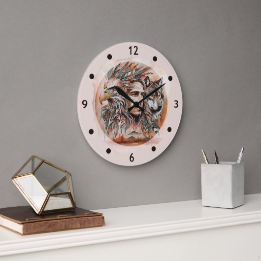 Adelaar - Man - Wolf - waterverf art 1 - Fan Fun Grote Klok (Kantoor)