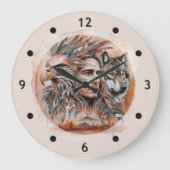 Adelaar - Man - Wolf - waterverf art 1 - Fan Fun Grote Klok (Voorkant)