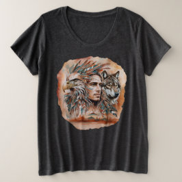 Adelaar - Man - Wolf - waterverf art 1 - Fan Fun Grote Maat T-shirt