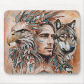Adelaar - Man - Wolf - waterverf art 1 - Fan Fun Muismat (Voorkant)