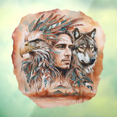 Adelaar - Man - Wolf - waterverf art 1 - Fan Fun Raamsticker (Vel 3)