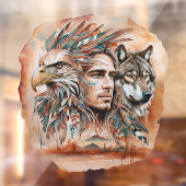 Adelaar - Man - Wolf - waterverf art 1 - Fan Fun Raamsticker (Vel 2)