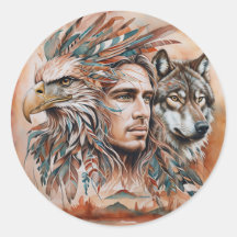 Adelaar - Man - Wolf - waterverf art 1 - Fan Fun