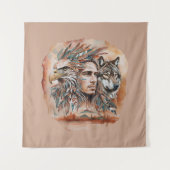 Adelaar - Man - Wolf - waterverf art 1 - Fan Fun Wandkleed (Voorkant)