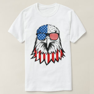 Adelaar met Amerikaanse vlag zonnebril T-shirt