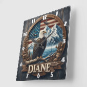 Adelaar met bergen en vlag vierkante klok (Hoek)