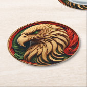 Adelaar met betoverende groene ogen ronde kartonnen onderzetter (Gebogen)