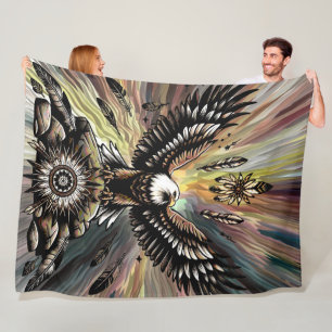 Adelaar met een flair van kleur fleece deken